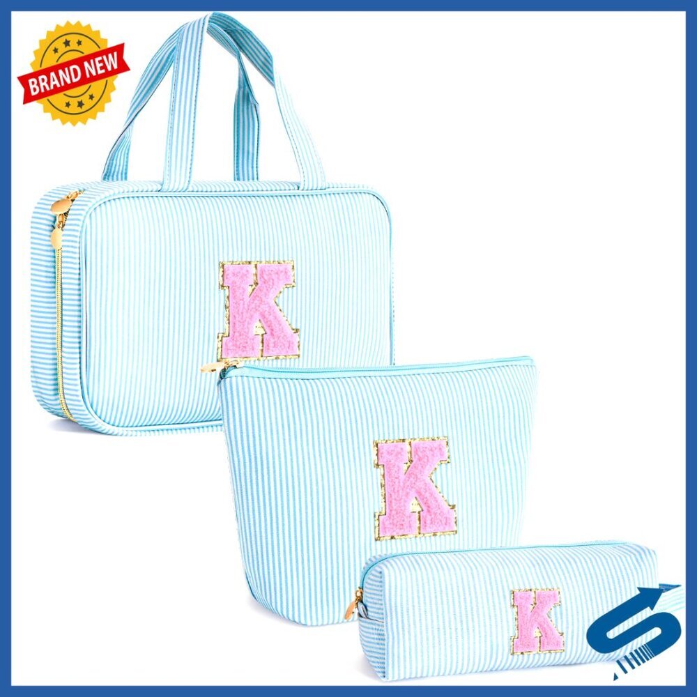 Personalized Canvas Toiletry Bag Set Travel Cosmetic Organizer Gift Idea